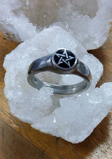 Alchemy Gothic Enamel Pentagram Ring